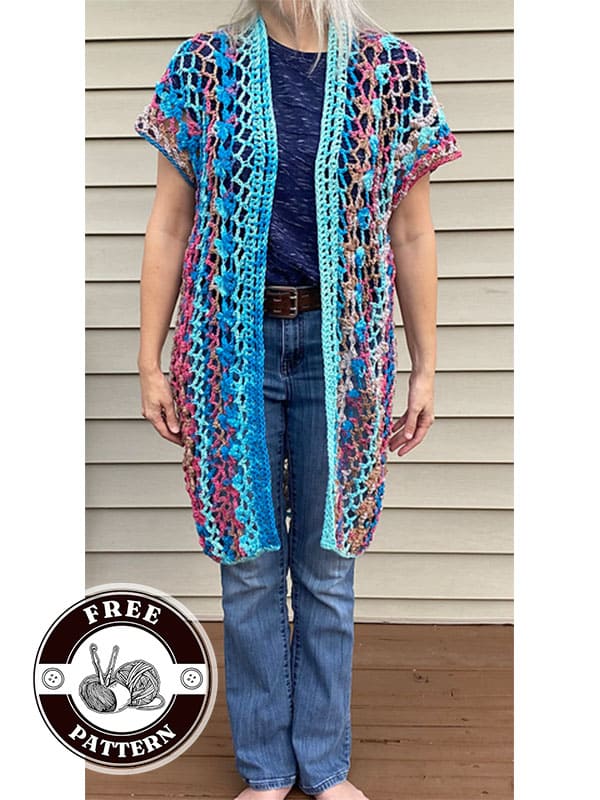 colorwork crochet poncho cardigan free pattern