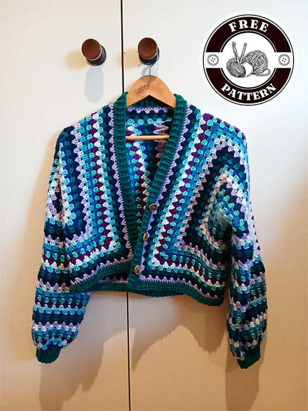 crochet classic granny hexagon cropped cardigan