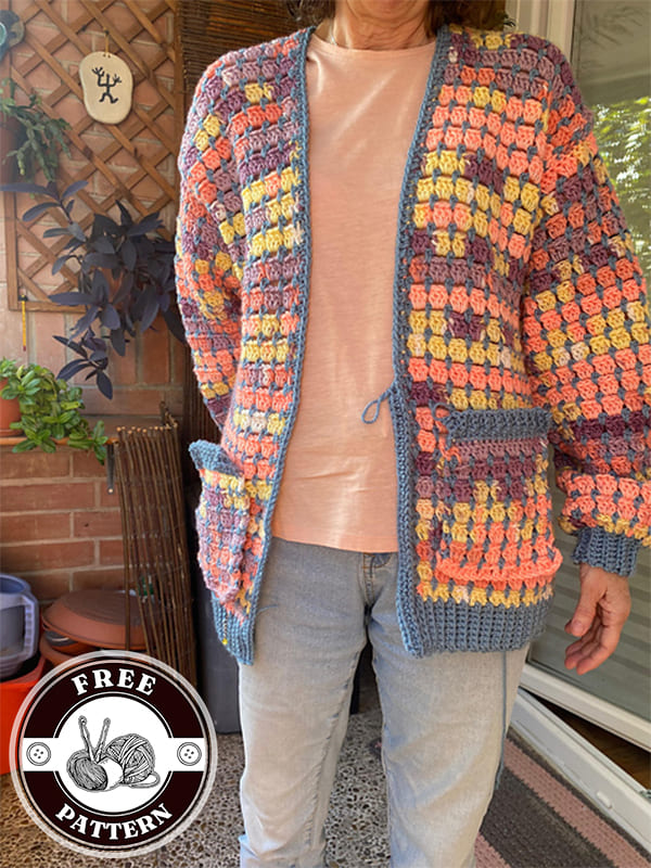 crochet waffle stitch cardigan pattern