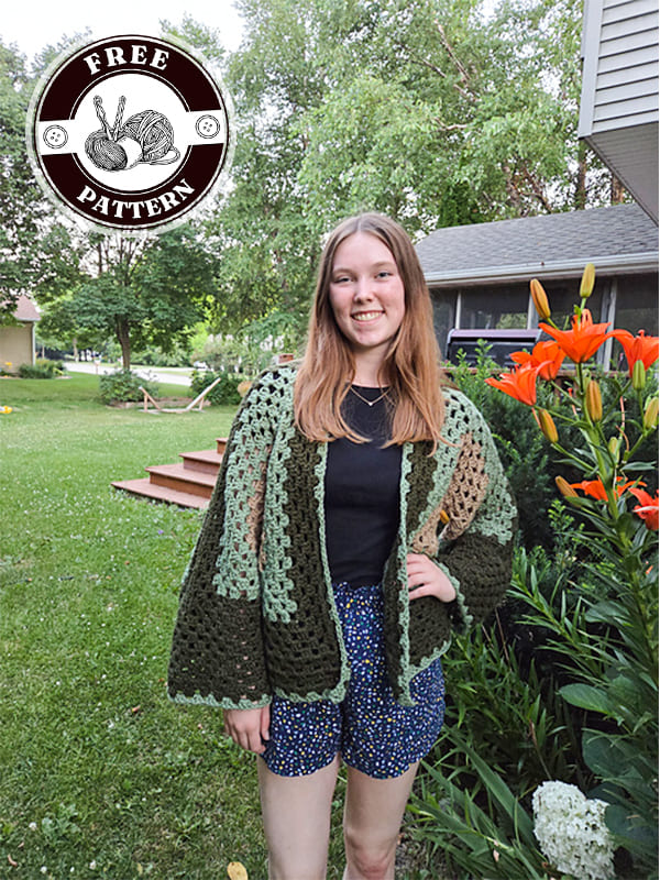 free crochet granny hexagon cardigan pattern