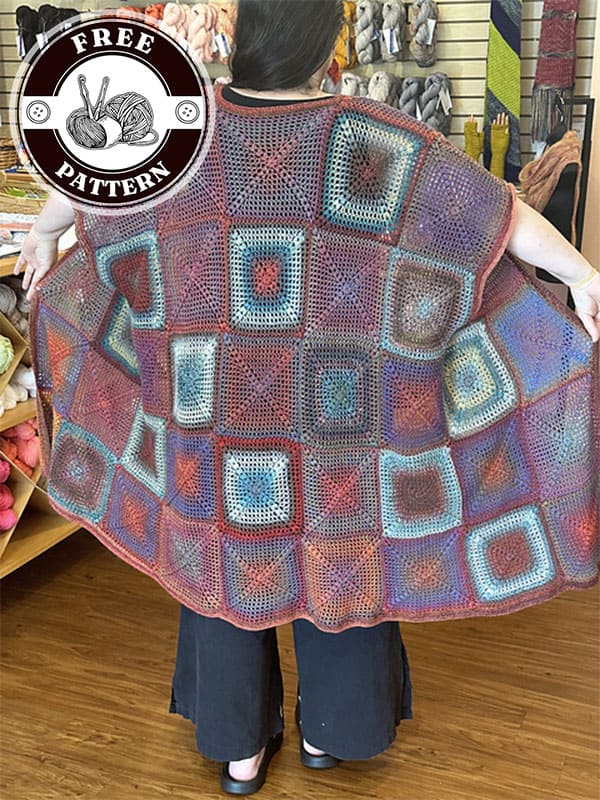 squares long poncho crochet pattern