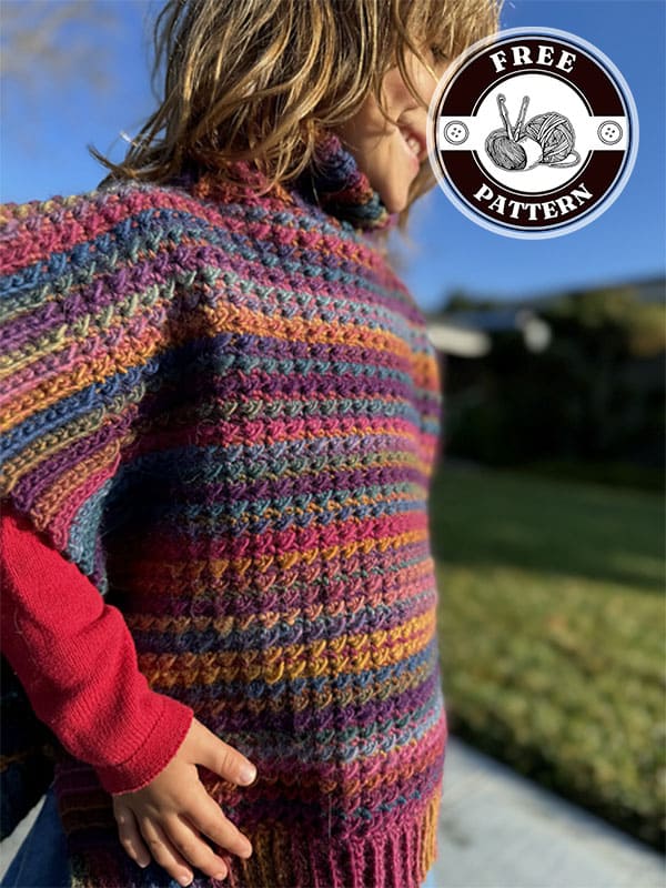 turtleneck crochet poncho for toddler and children
