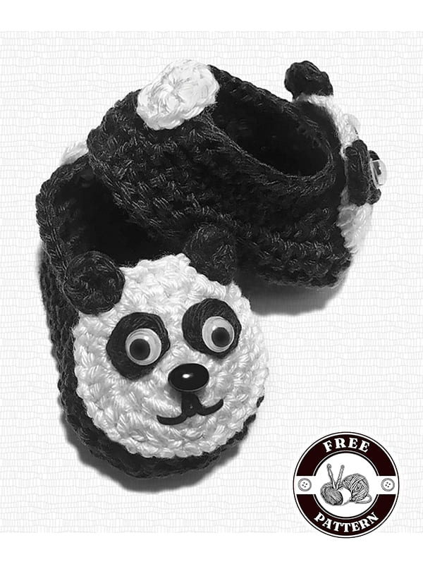 Easy panda crochet baby booties pattern