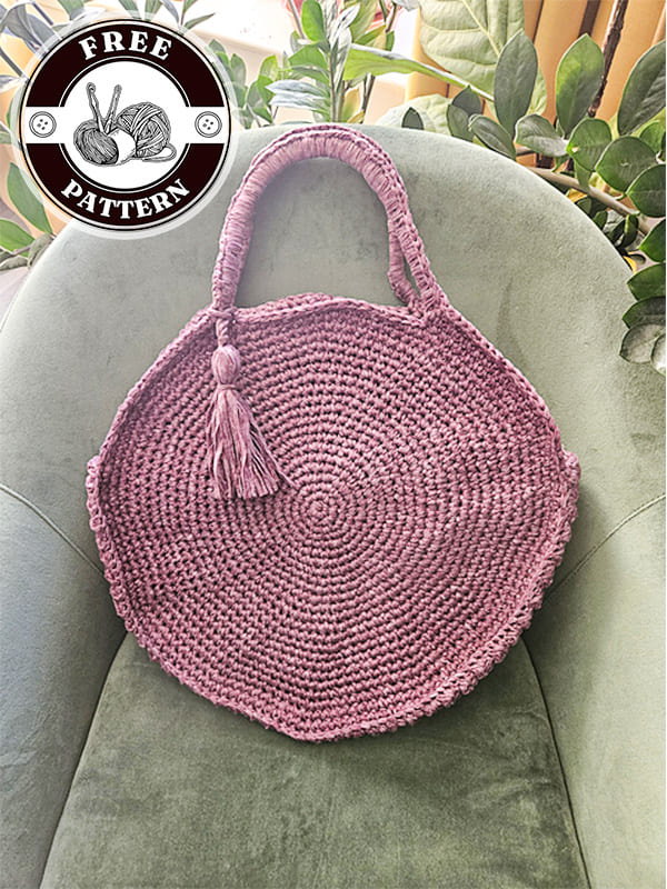 cricle-shaped crochet round bag tutorial pattern