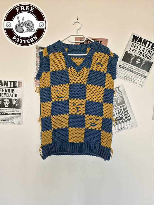 checkerboard sweater vest crochet pattern