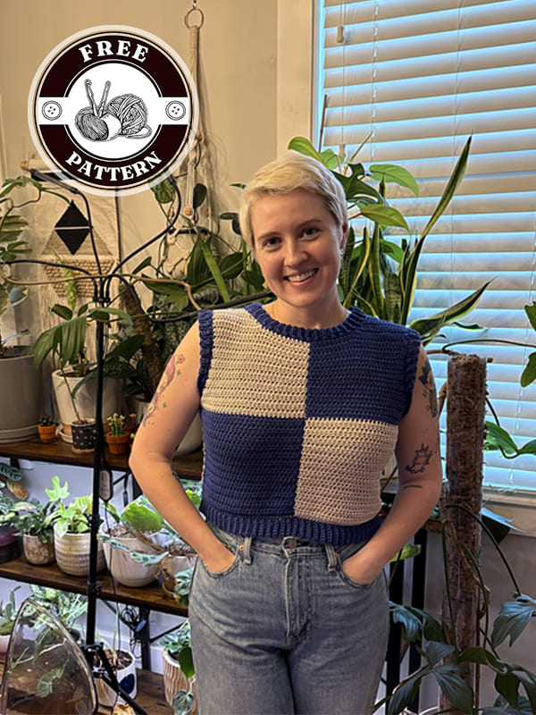 crochet checkerboard vest pattern