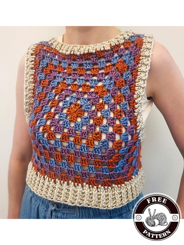 pixel granny square sweater vest crochet pattern